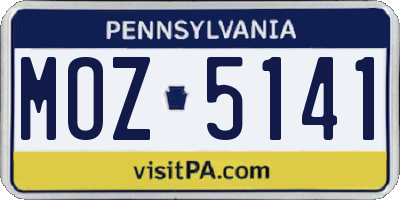 PA license plate MOZ5141