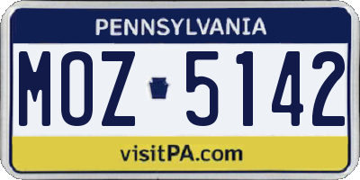 PA license plate MOZ5142