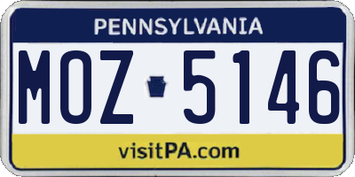 PA license plate MOZ5146