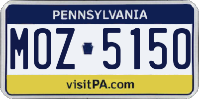 PA license plate MOZ5150