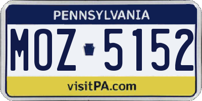 PA license plate MOZ5152