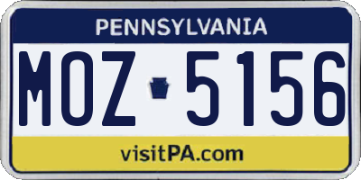 PA license plate MOZ5156