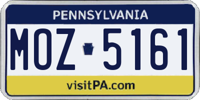 PA license plate MOZ5161
