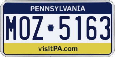 PA license plate MOZ5163