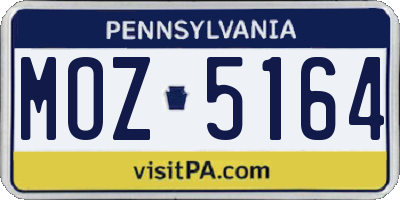 PA license plate MOZ5164