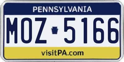 PA license plate MOZ5166