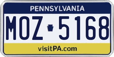 PA license plate MOZ5168