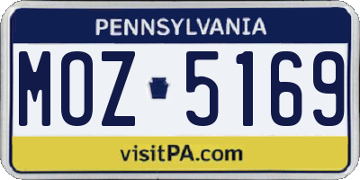 PA license plate MOZ5169