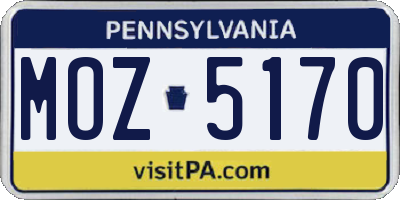 PA license plate MOZ5170