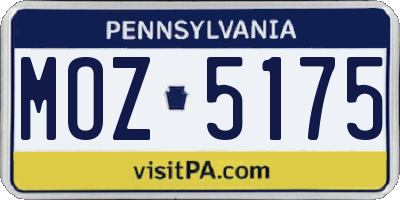 PA license plate MOZ5175