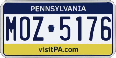PA license plate MOZ5176