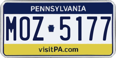 PA license plate MOZ5177