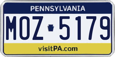 PA license plate MOZ5179