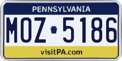 PA license plate MOZ5186