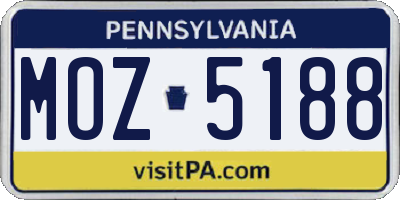 PA license plate MOZ5188