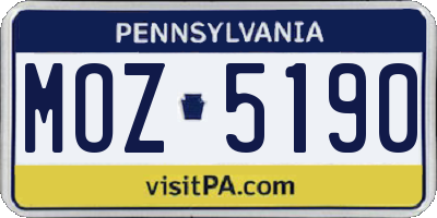 PA license plate MOZ5190