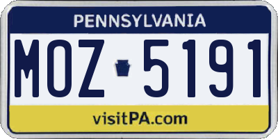 PA license plate MOZ5191