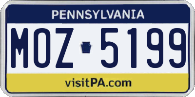 PA license plate MOZ5199