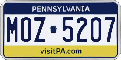 PA license plate MOZ5207