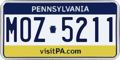 PA license plate MOZ5211