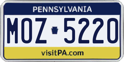 PA license plate MOZ5220
