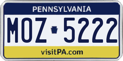 PA license plate MOZ5222