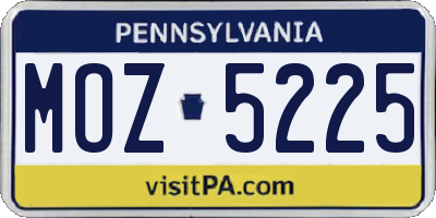 PA license plate MOZ5225