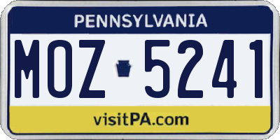 PA license plate MOZ5241