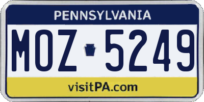 PA license plate MOZ5249