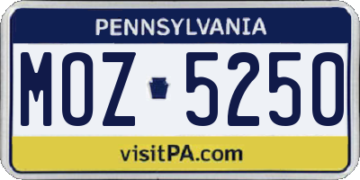 PA license plate MOZ5250