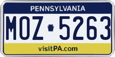PA license plate MOZ5263