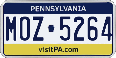 PA license plate MOZ5264