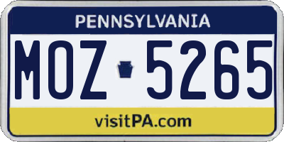 PA license plate MOZ5265