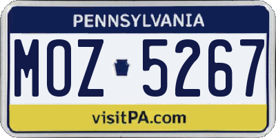 PA license plate MOZ5267