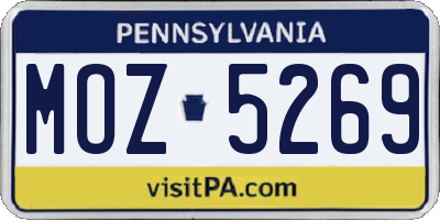 PA license plate MOZ5269