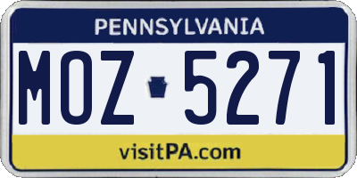 PA license plate MOZ5271
