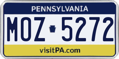 PA license plate MOZ5272