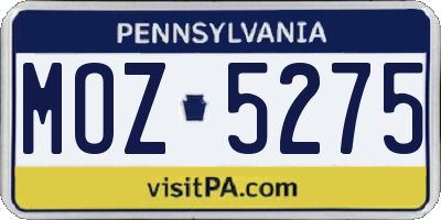 PA license plate MOZ5275