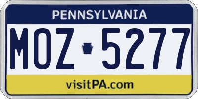PA license plate MOZ5277
