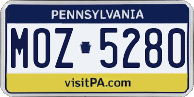 PA license plate MOZ5280