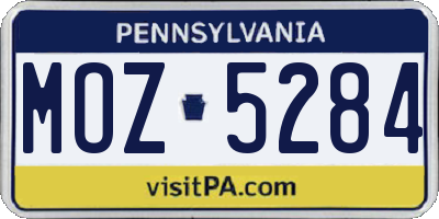 PA license plate MOZ5284