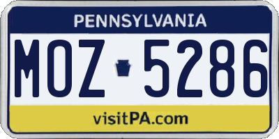 PA license plate MOZ5286