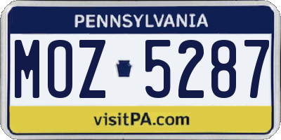 PA license plate MOZ5287