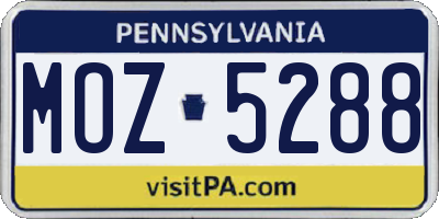 PA license plate MOZ5288