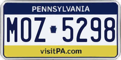 PA license plate MOZ5298