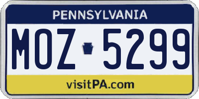 PA license plate MOZ5299