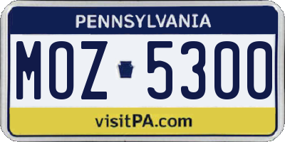 PA license plate MOZ5300