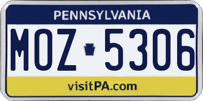 PA license plate MOZ5306