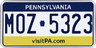 PA license plate MOZ5323