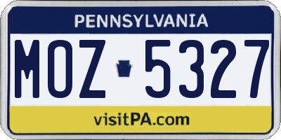 PA license plate MOZ5327